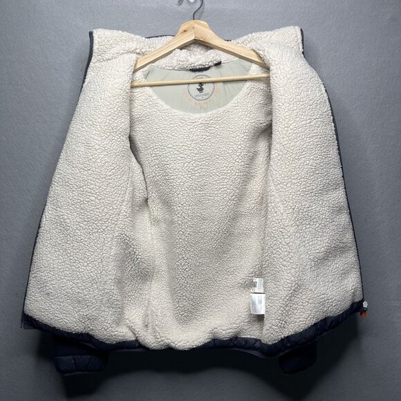 Save The Duck Kids Unisex Size 16 Gray Winter Ultra Light Puffer Jacket Sherpa - Picture 7 of 10